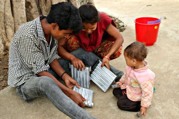 Nepalese Family after earthquake